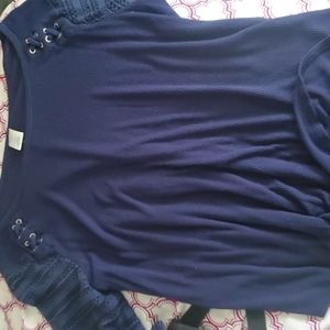 Arizona navy blue cut off lace arms